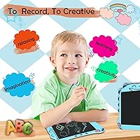 Vista 6 de Tableta de escritura LCD con juguetes de dinosaurio para niños, juguetes azules para niños pequeños con tablero de dibujo, juguete educativo