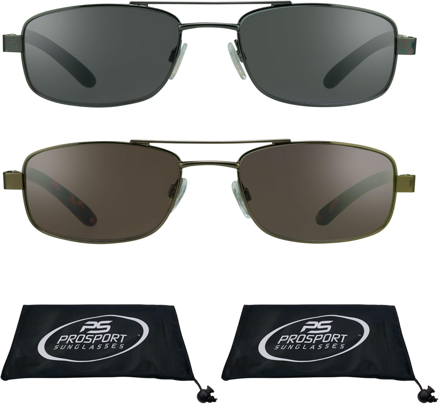 Aviator Reading Glasses Tinted Full Lens Sun Readers. Metal Square