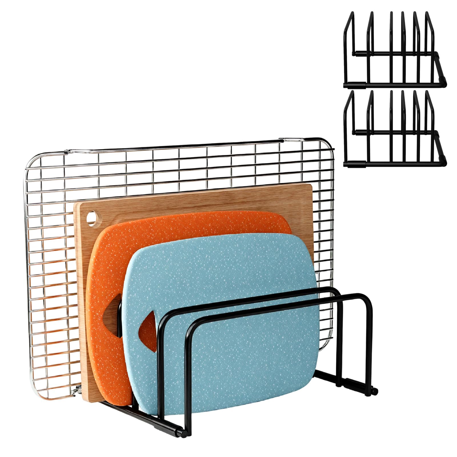 GmeDhc Set of 2 Metal ChoppingBoard Holder with 5 Slots, Baking Tray Organizer