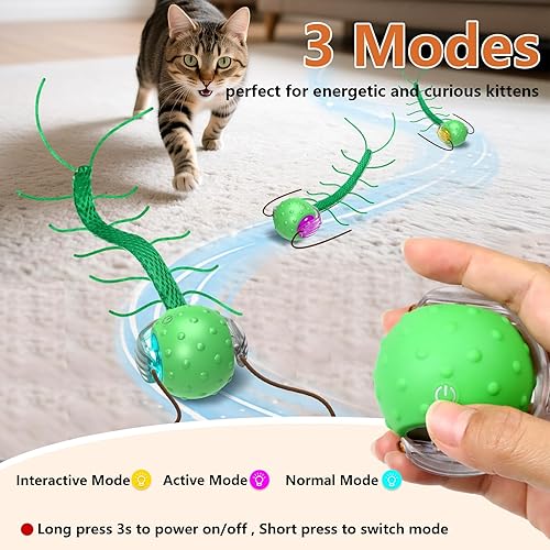 Miniatura 4 de Juguetes interactivos para gatos aburridos, con canto y movimiento de ciempiés para despertar, súper motor para gatos en alfombra
