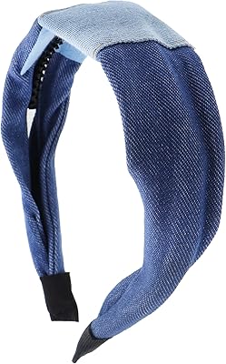 Motique Accessories Wide Headband with Light Denim Square Applique - Chambray