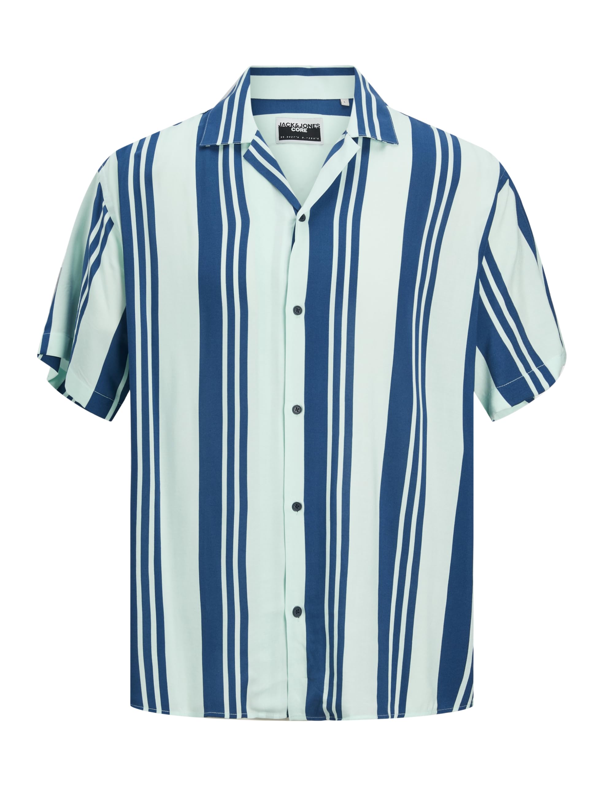 Jack & Jones Men's Multicolor Short Sleeve Shirts, Xs, Blue Striped Short-Sleeved Shirt