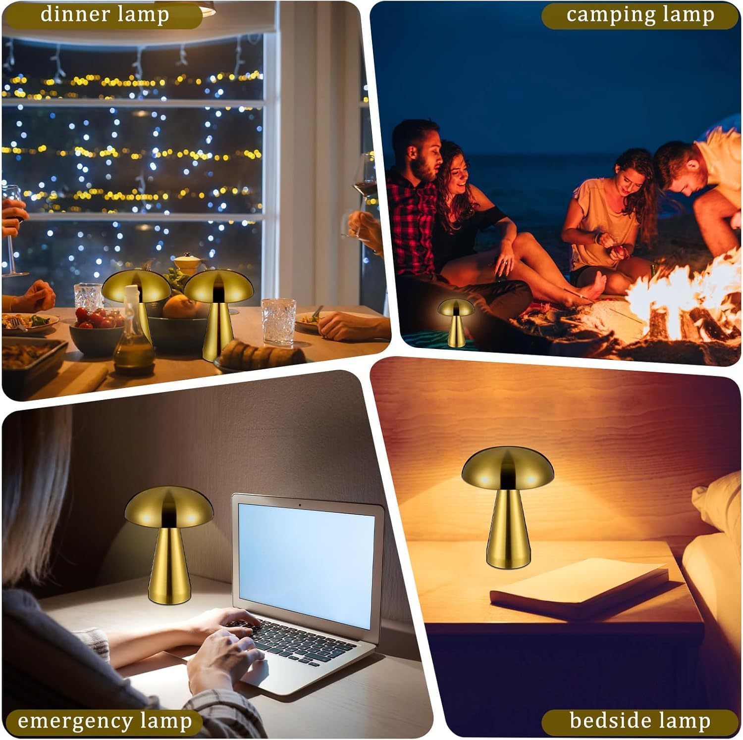 Metal LED Touch Table Lamp Rechargeable Battery Operated Portable Light Dimming Simple Design for Restaurant Couple Dinner Bedroom Bar KTV Outdoor Picnic