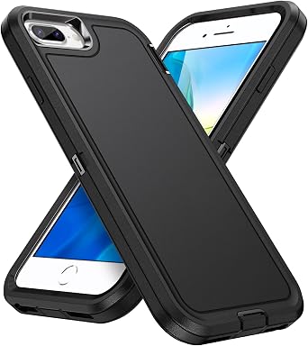 for iPhone 8 Plus Case for Men,Hybrid Drop Test Heavy Duty Sturdy Shockproof Slim Fit Protective Phone Cover for iPhone 8 Plus/ 7 Plus 5.5 inch,Black