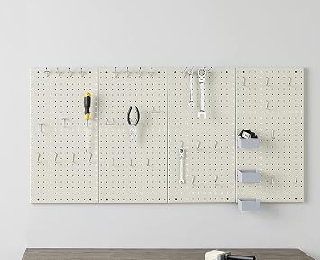 Amazon Basics Rectangular Metal Pegboard Kit, 48 Pieces, Grey