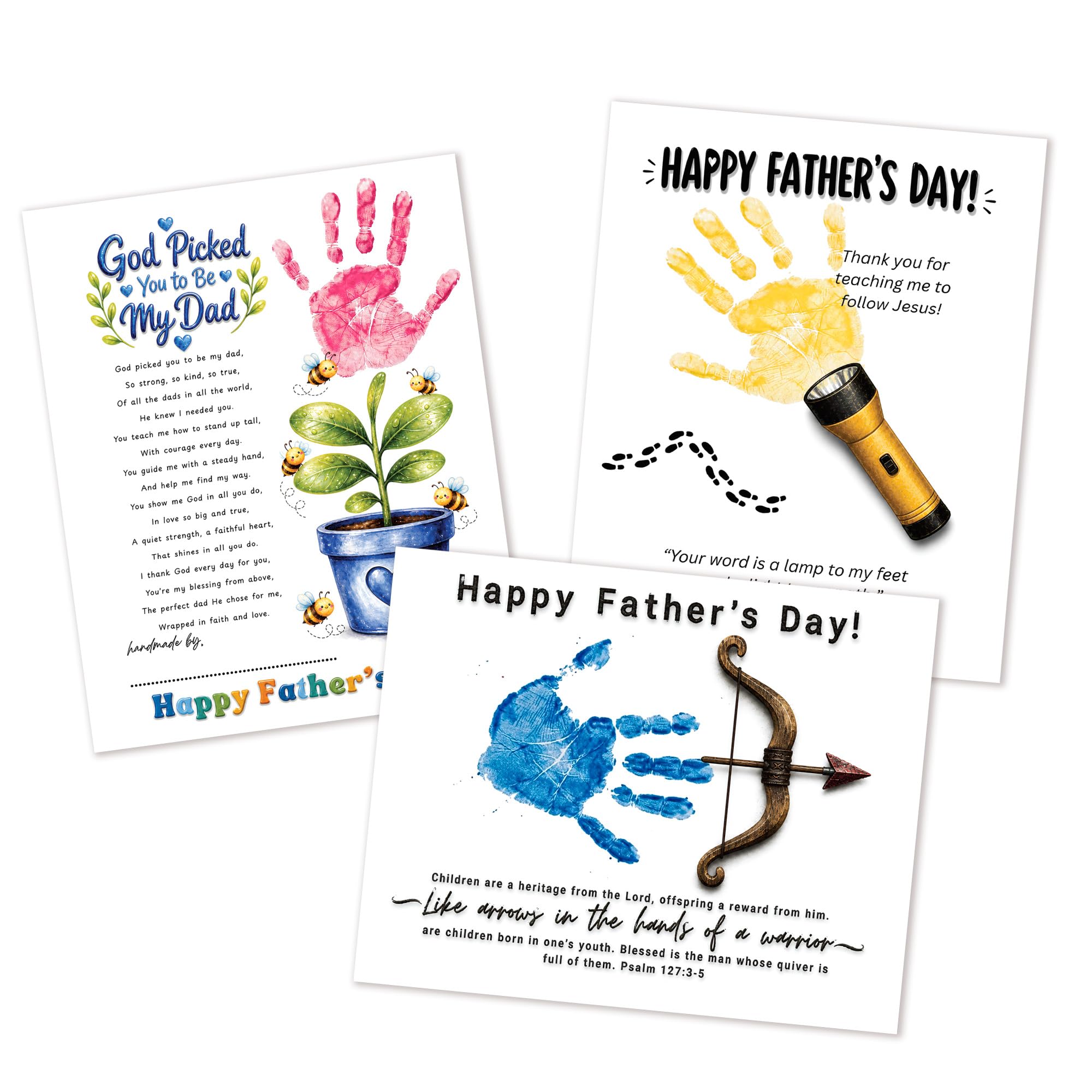 Fathers Day Crafts from Kids - Custom Handprint Set 3, Personalized Best Dad Ever Handprint Kit Family Handprint Craft Keepsake Personalized Fathers Day Dad Gifts from Kids Daughter Son for New Dad