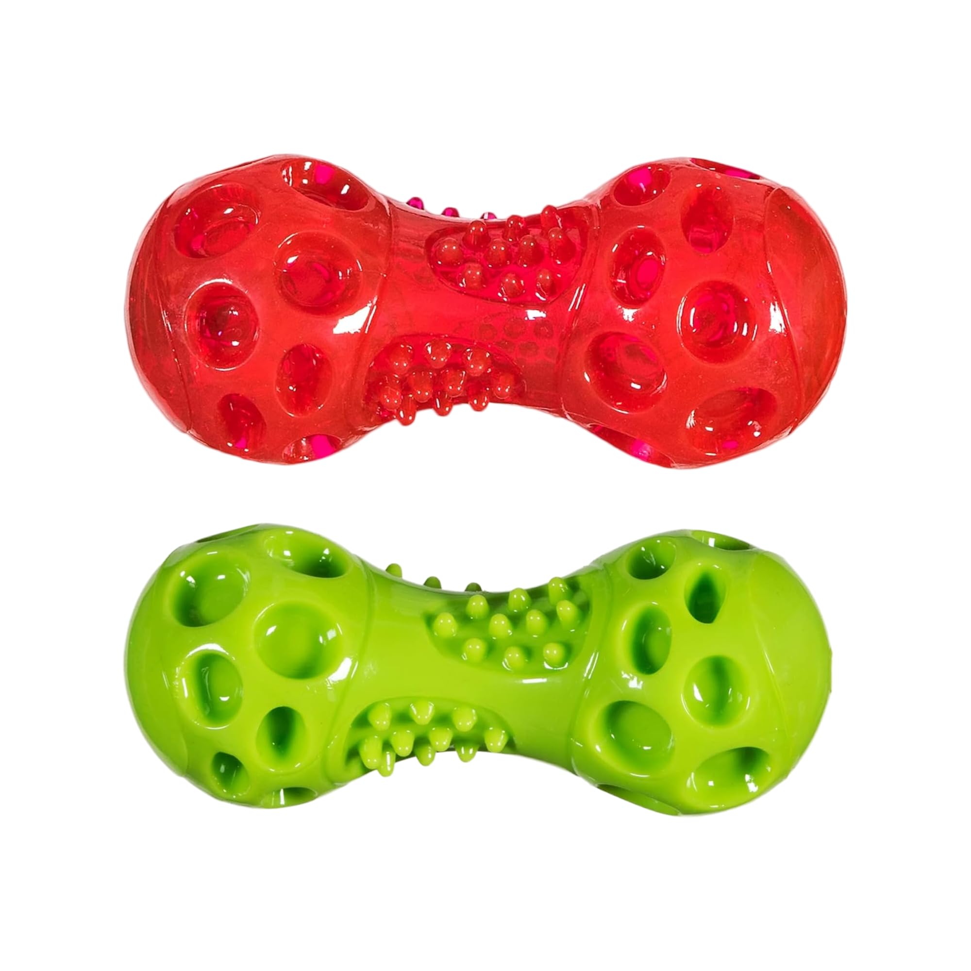 Chase 'n Chomp Squeak and Light Up Dumbbell Dog Toy, Mental & Physical Stimulation, Large, 2 Pack