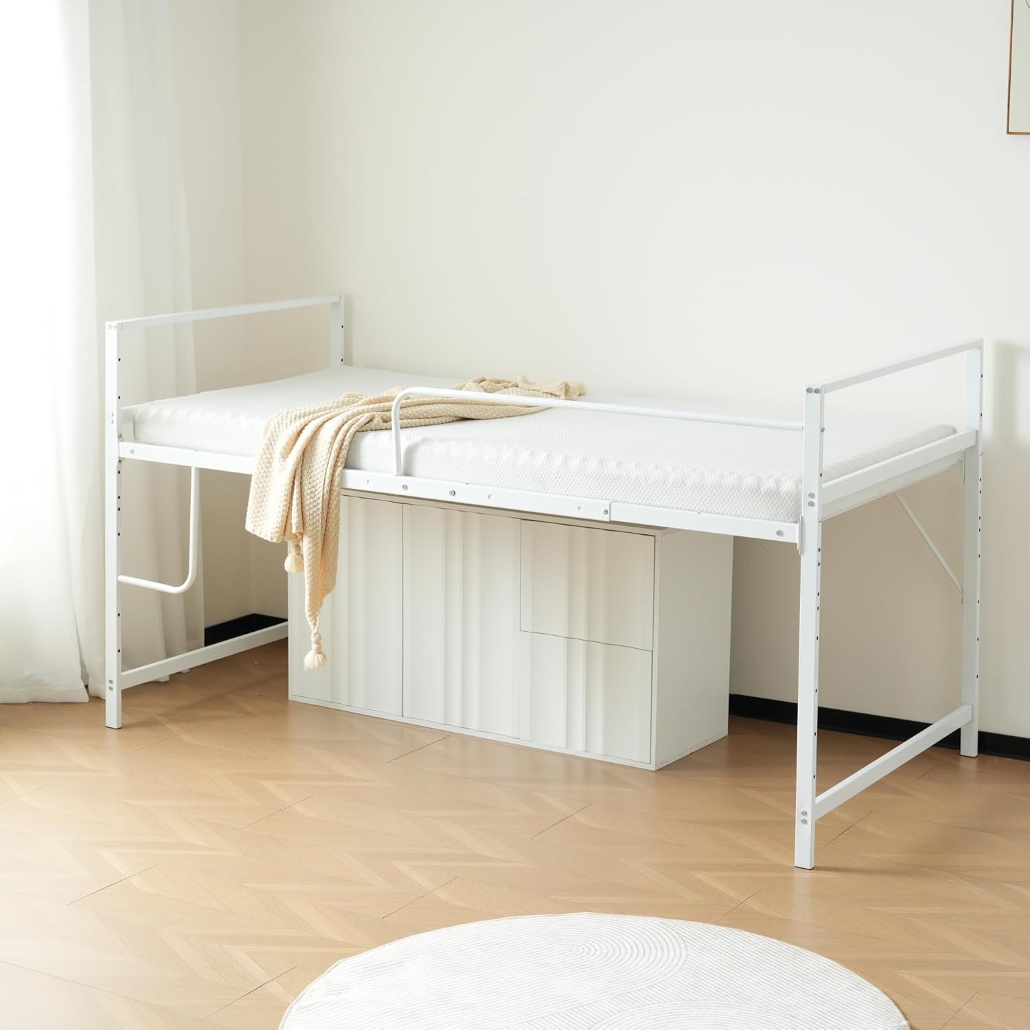 高さ110cm】ロフトベッド （S）収納 北欧風 一人暮らし WHITE 高さ