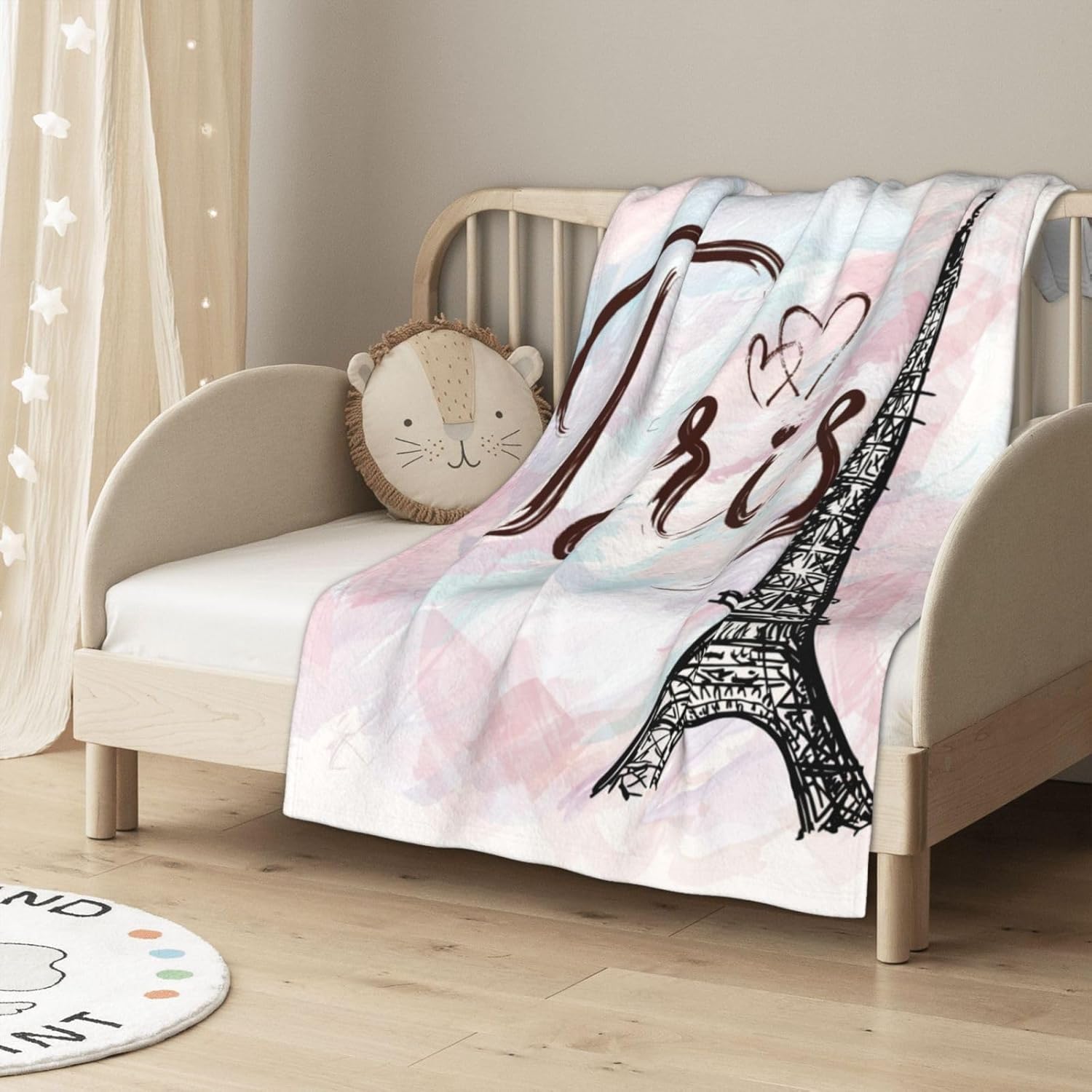 Paris Eiffel Tower Pattern Blanket, Soft Blankets Flannel Bed Throw Cozy Lightweight Plush Gifts for Women Girls Sofa Couch Bedroom Living Rooms Warm All Season, Home Decor, Small 50"x40" - Image 3