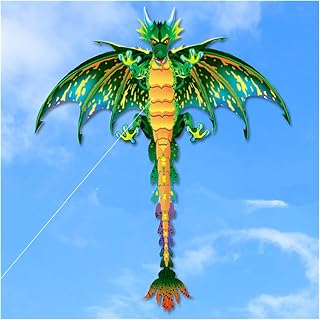 Kite 3D Pterosaur Kite Animal Dinosaur Kite Long Tail Single line Kite Outdoor Sports Fun Toy Kite Children Gift with 100M Kite line Durable, Foldable, Easy to Carry, and Easy to Fly. Kite Toys