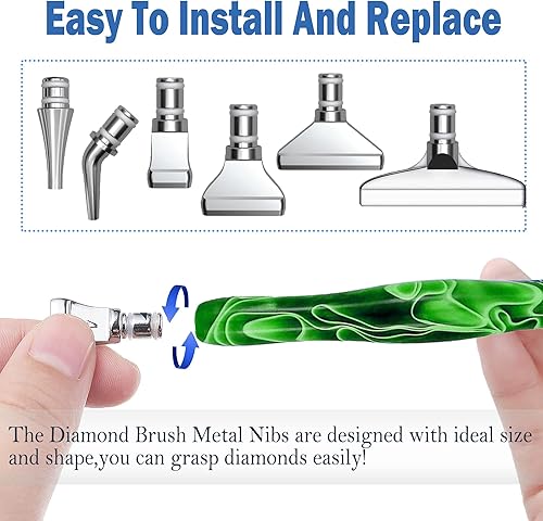 Miniatura 3 de Heyseri 14 piezas de accesorios y herramientas de arte de diamante ergonómico, exquisitas puntas de metal para pintura de diamante y 6 arcilla de