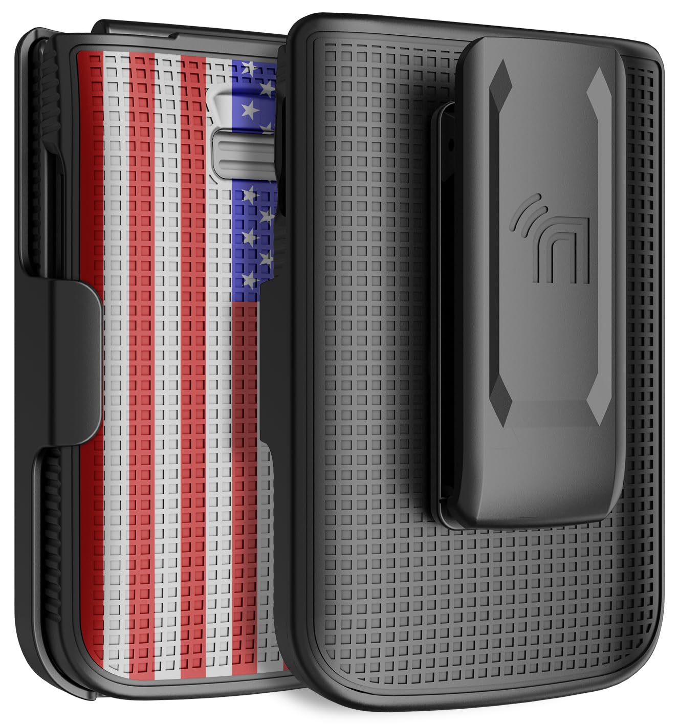 Nakedcellphone Holster Series for TCL Flip 3 Phone Case, Slim Hard Shell Cover and Belt Clip Holder Combination - USA Flag