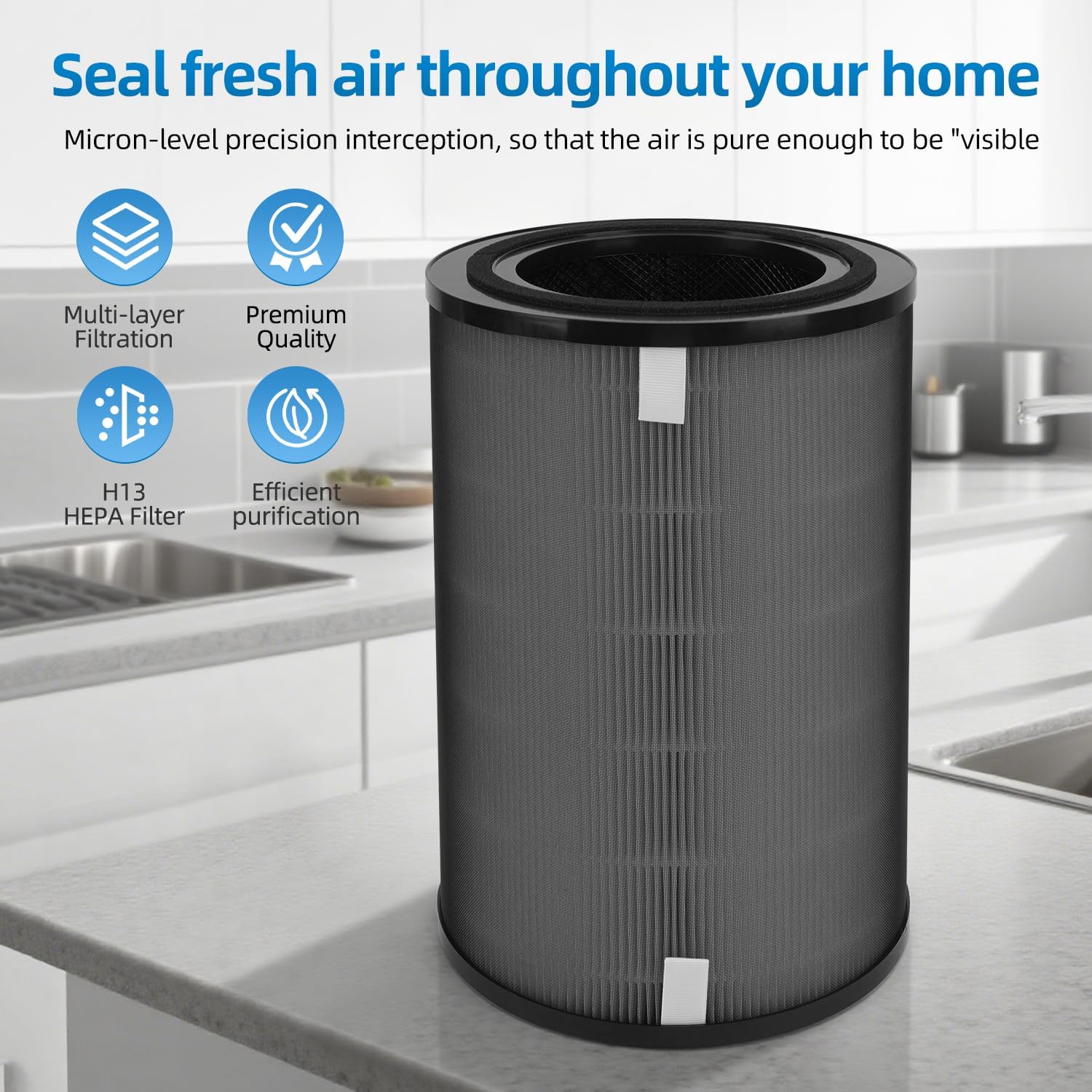 DR-HPA009 Replacement Filter Compatible with Dreo Macro Max S Air Purifier,H13 True HEPA Activated Carbon 3-Stage Filtration (1 Pack)