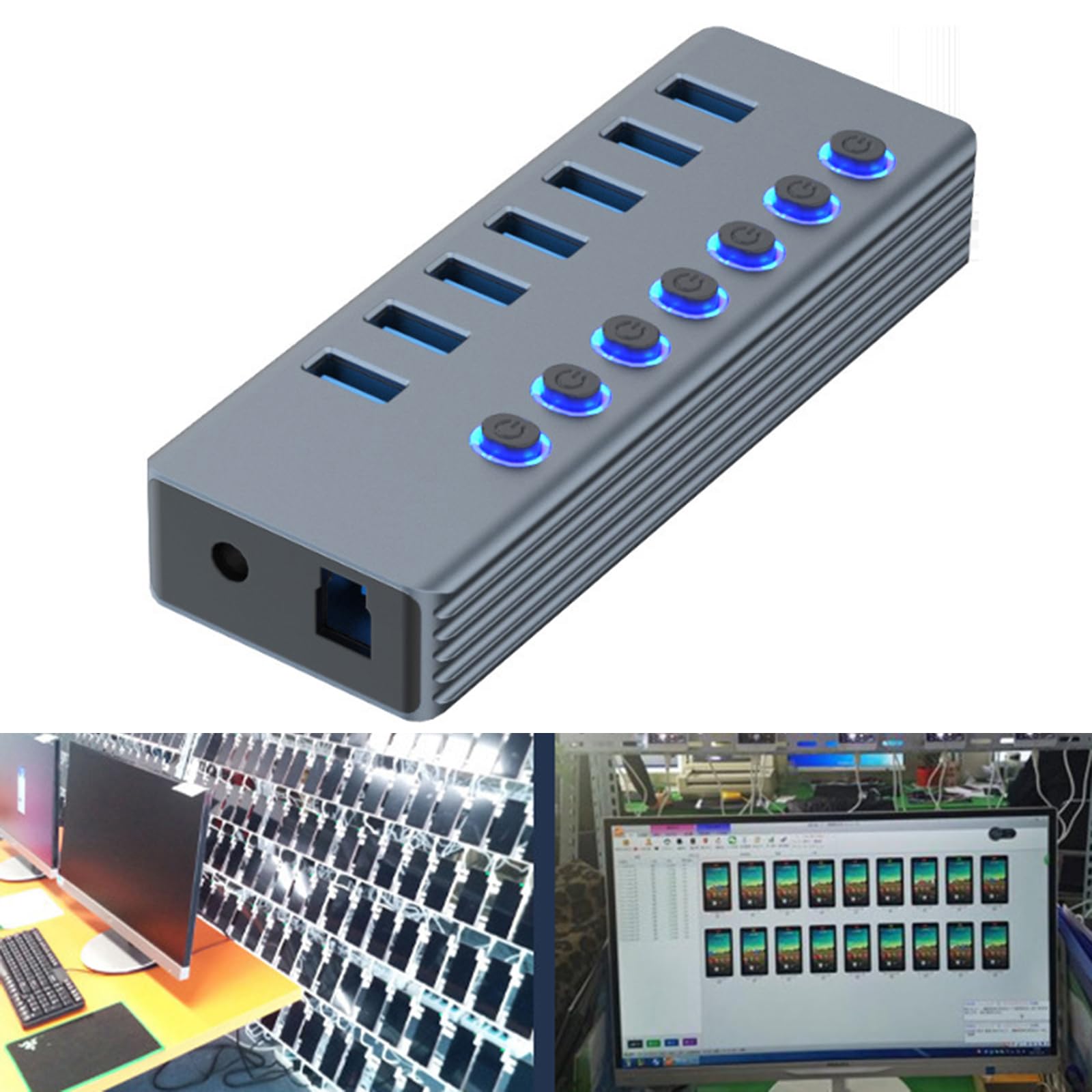 Hub USB 3.0 à 7 Ports Avec Interrupteurs Individuels - Vitesse 5 Gbps - Compatible PC, Mac, Linux - Sans Pilote