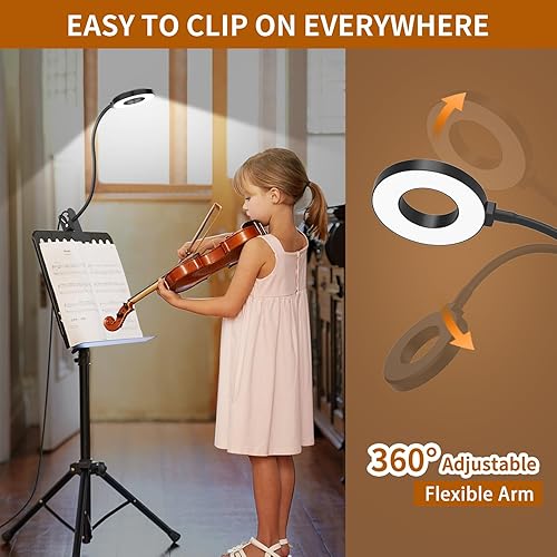 Vista 4 de Lámpara de escritorio iZELL, [3 modos de color y 10 niveles de brillo] luz LED de lectura con abrazadera, brazo flexible de silicona para libros