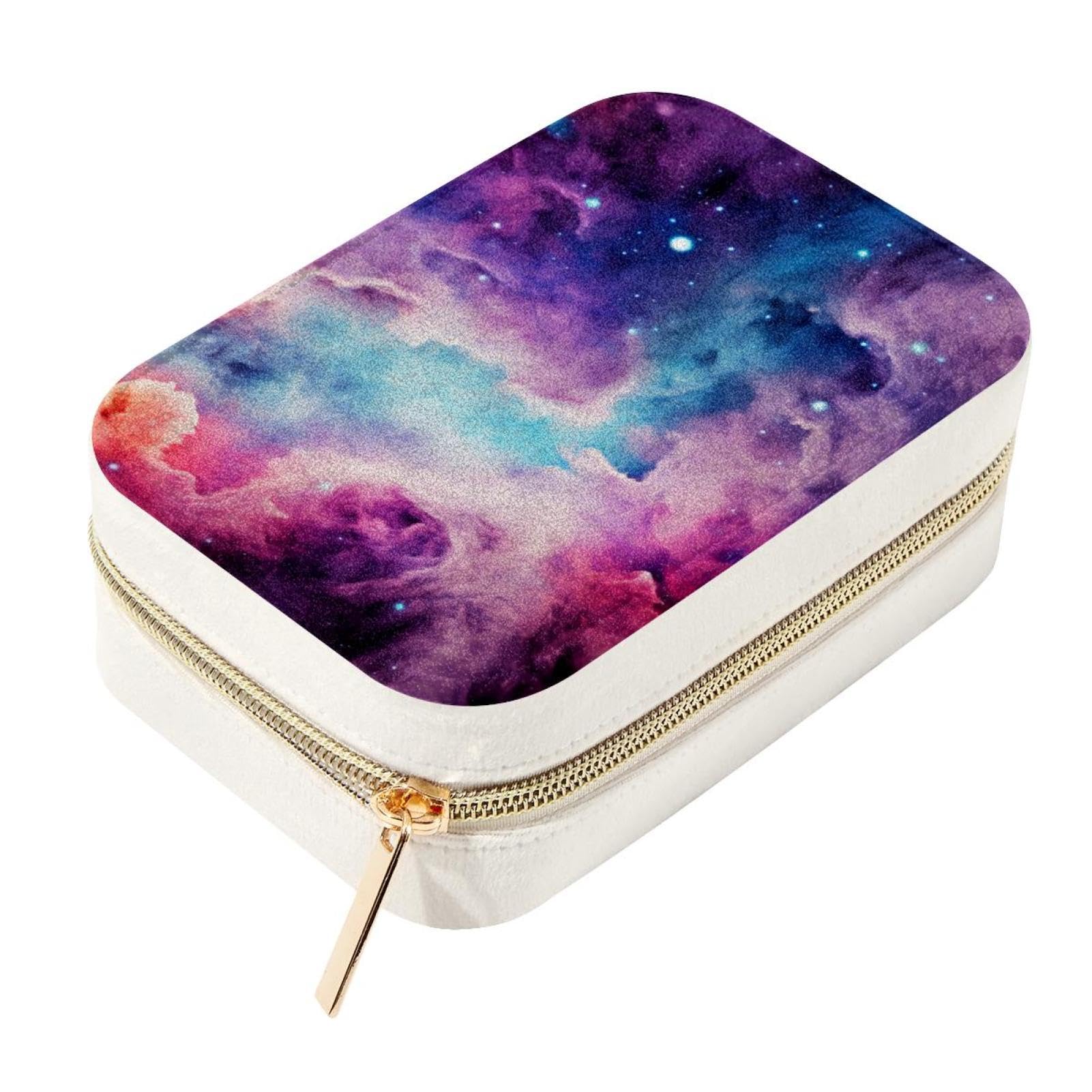 Boîte à bijoux de voyage velours galaxy avec compartiments amovibles pour bague
