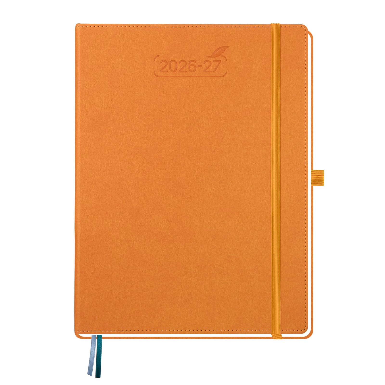 BEZEND A4 Academic Diary 2026-2027 Week to View (Jul 26 - Dec 27) Vertical Weekly Planner with Time Slots & Monthly Tabs. Appointment Diary for Home School Office. PU Leather Hardback, Orange