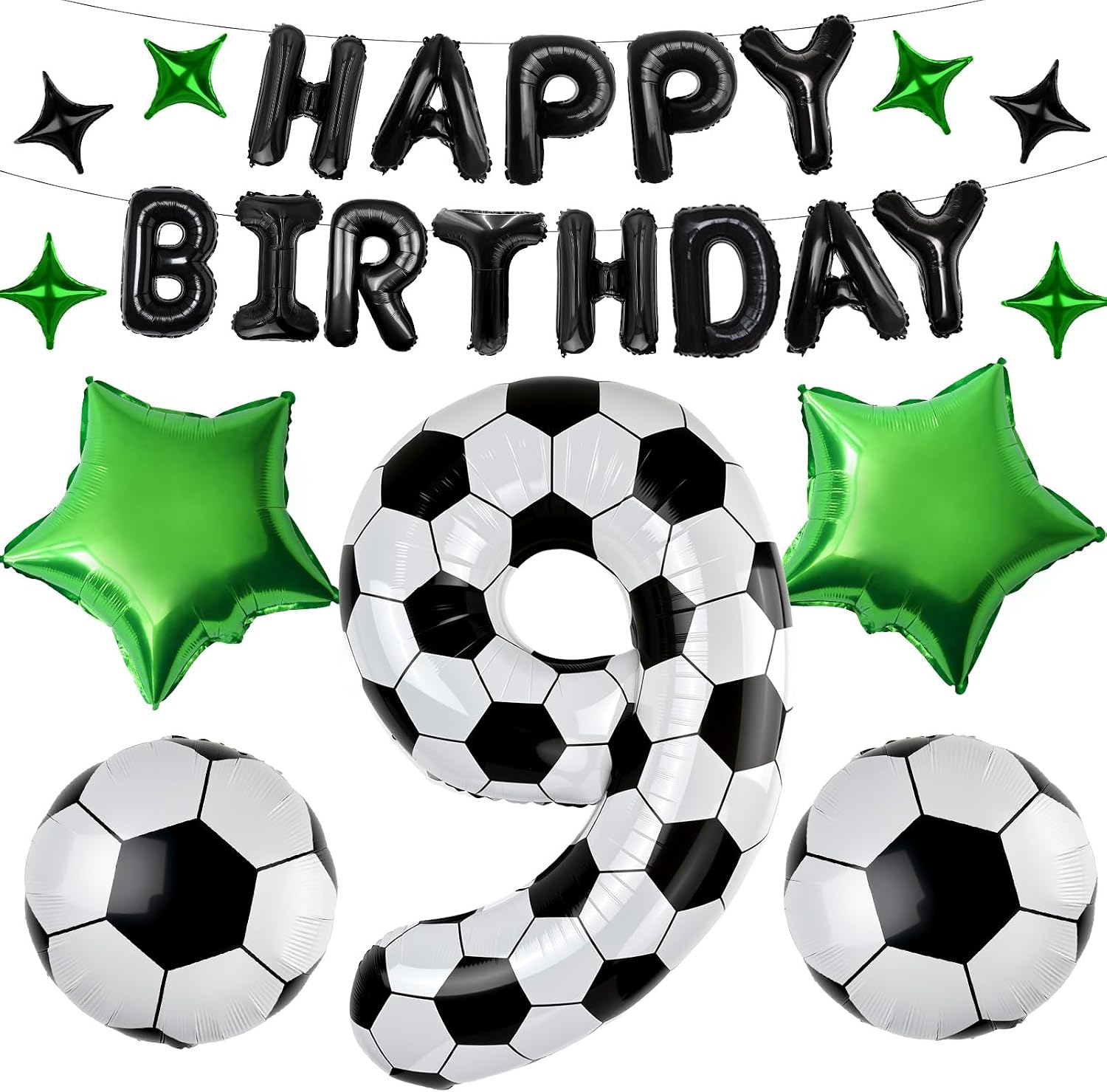 40 Inch Soccer Number 9 Balloon Set, Soccer Birthday Party Decorations