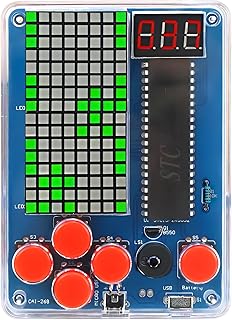 DIY Game Console Soldering Electronic Building Kit Handheld Game Console with Four Games Acrylic Housing Soldering Kit for...