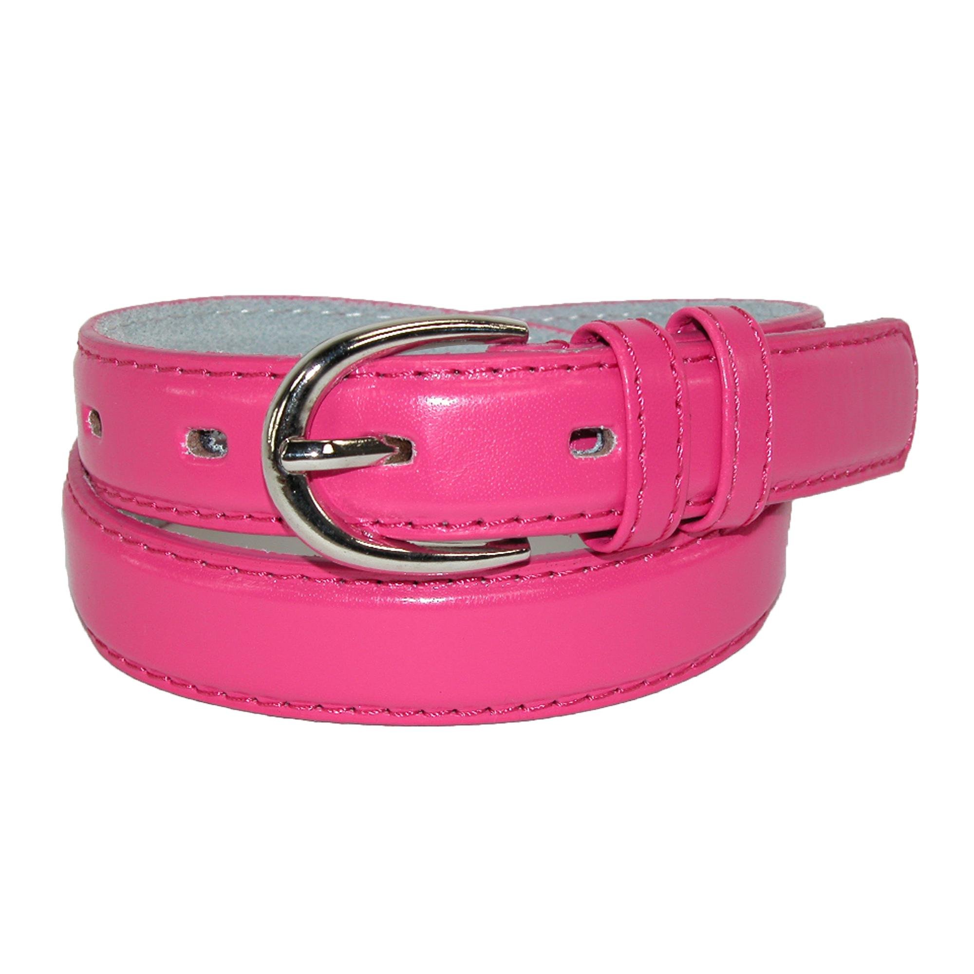 CTM Kid's Leather 25 mm Basic Dress Belt (Pack of 2), Medium, Dark Pink