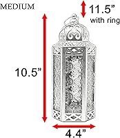 Vista 15 de VELA LANTERNS Farol portavelas decorativo, marroquí, gótico, morado, de 10.5 pulgadas, para mesa o colgar, decoración de Ramadán, decoración