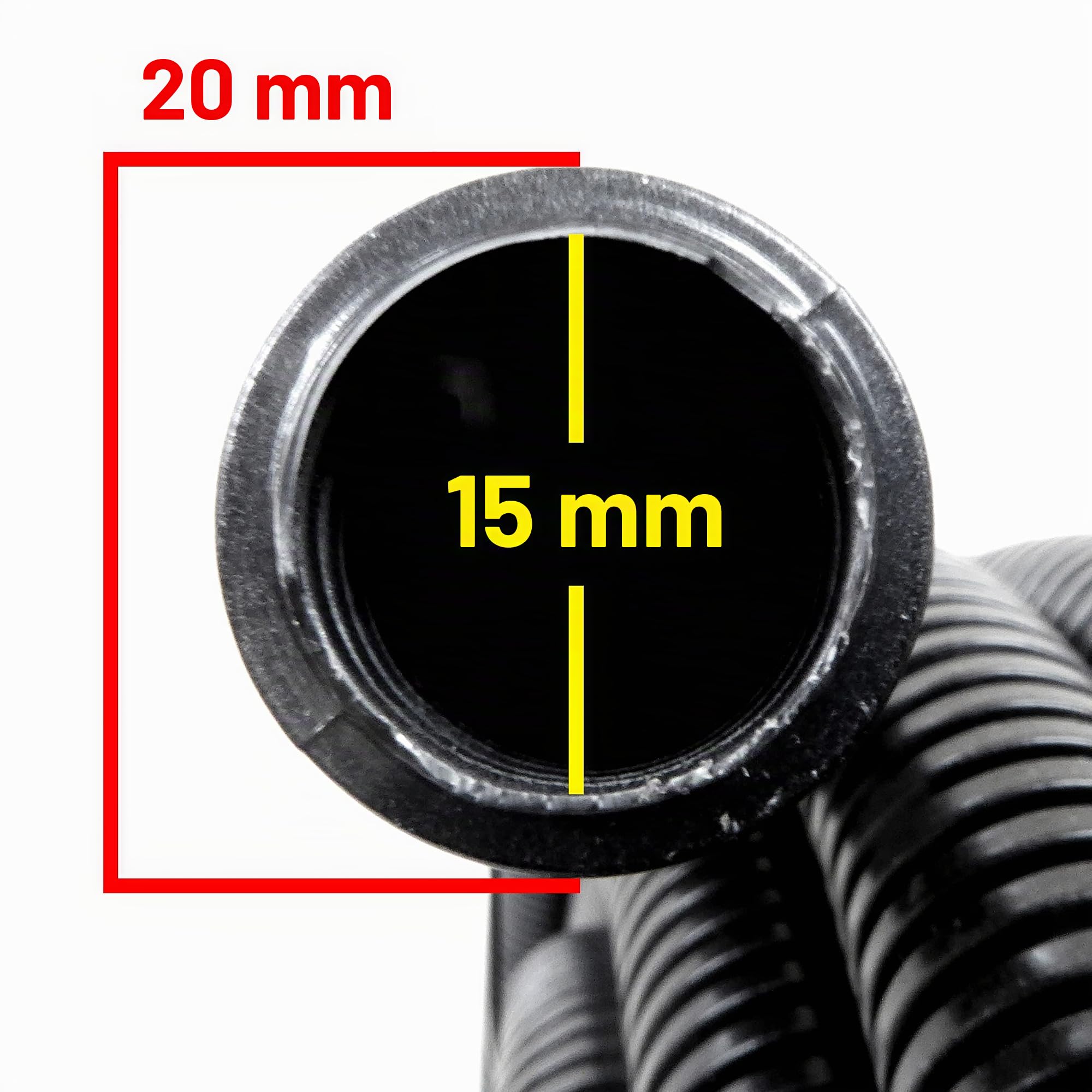 Conduit flexible noir avec presse-étoupes et clips pour protection des câbles à l'intérieur ou à l'extérieur 10 m x 20 mm