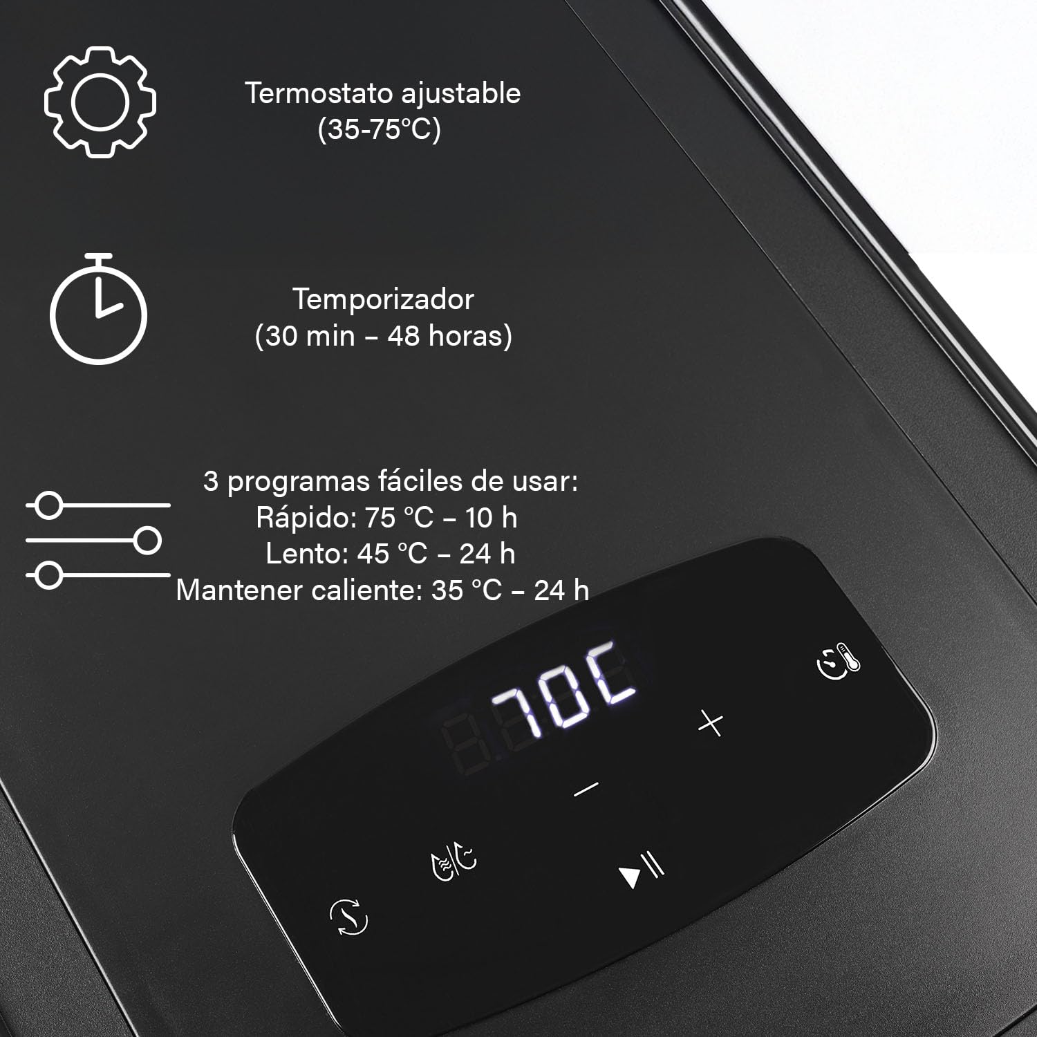 Princess Food Dehydrator con 6 Bandejas de Acero Inoxidable, Temperatura Ajustable, Pantalla Táctil, Temporizador hasta 48 Horas, 550 W, 01.112398.01.001