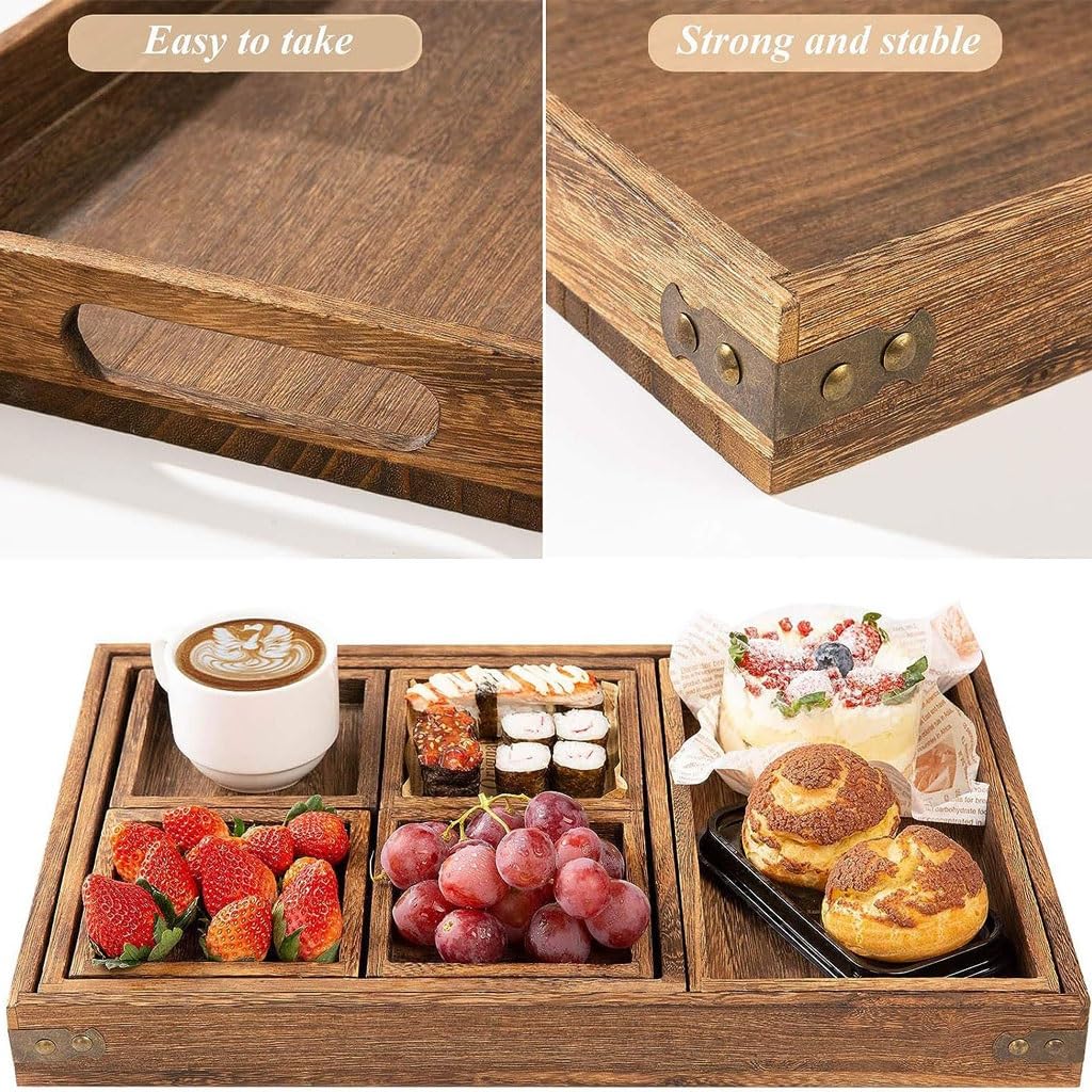 Plateau pour Table Basse Le Plateau Japonais en Bois Massif Convient aux cafés, aux Restaurants de thé ou aux Plateaux à thé aux Fruits en Bois, Planches de charcuterie (A)