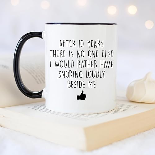 Miniatura 10 de YouNique Designs Taza de 10 aniversario de 11 onzas, divertida taza de café de 10 aniversario para él, taza de décimo aniversario de boda, taza de