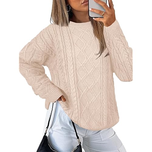 Women's Cable Knit Sweaters 2025 Fall Fashion Tops S-XXL