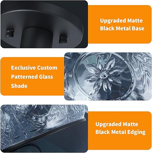 Miniatura 7 de Lámpara de techo semiempotrada vintage negra con cristal de globo. Ideal para iluminación de cocina pequeña, armario, pasillo, entrada y baño