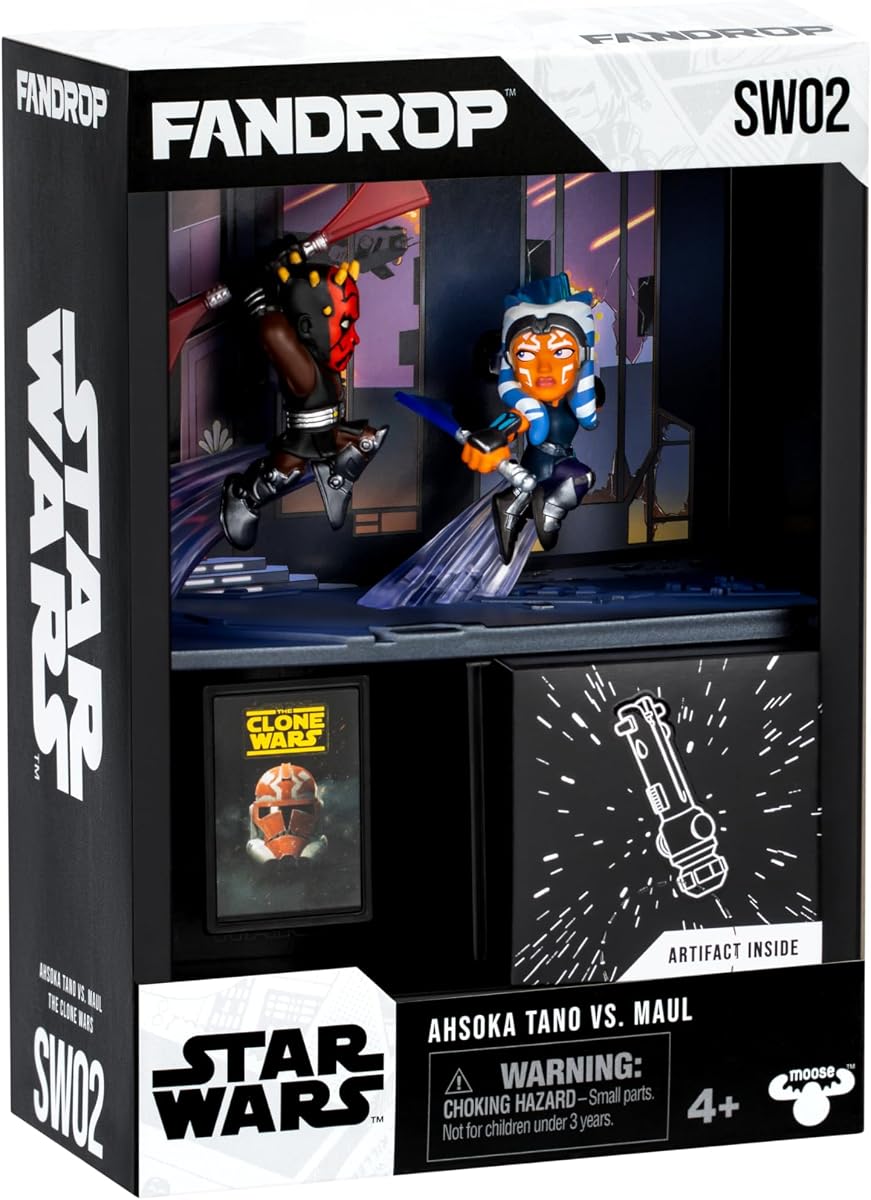 FANDROP SW02-Star Wars: The Clone Warsâ - Ahsoka Tano VS. Maul. FANDROP Combines an Epic Diorama, Artifacts & Scene Marker Creating A Display to Enhance Collection, 4 to Collect