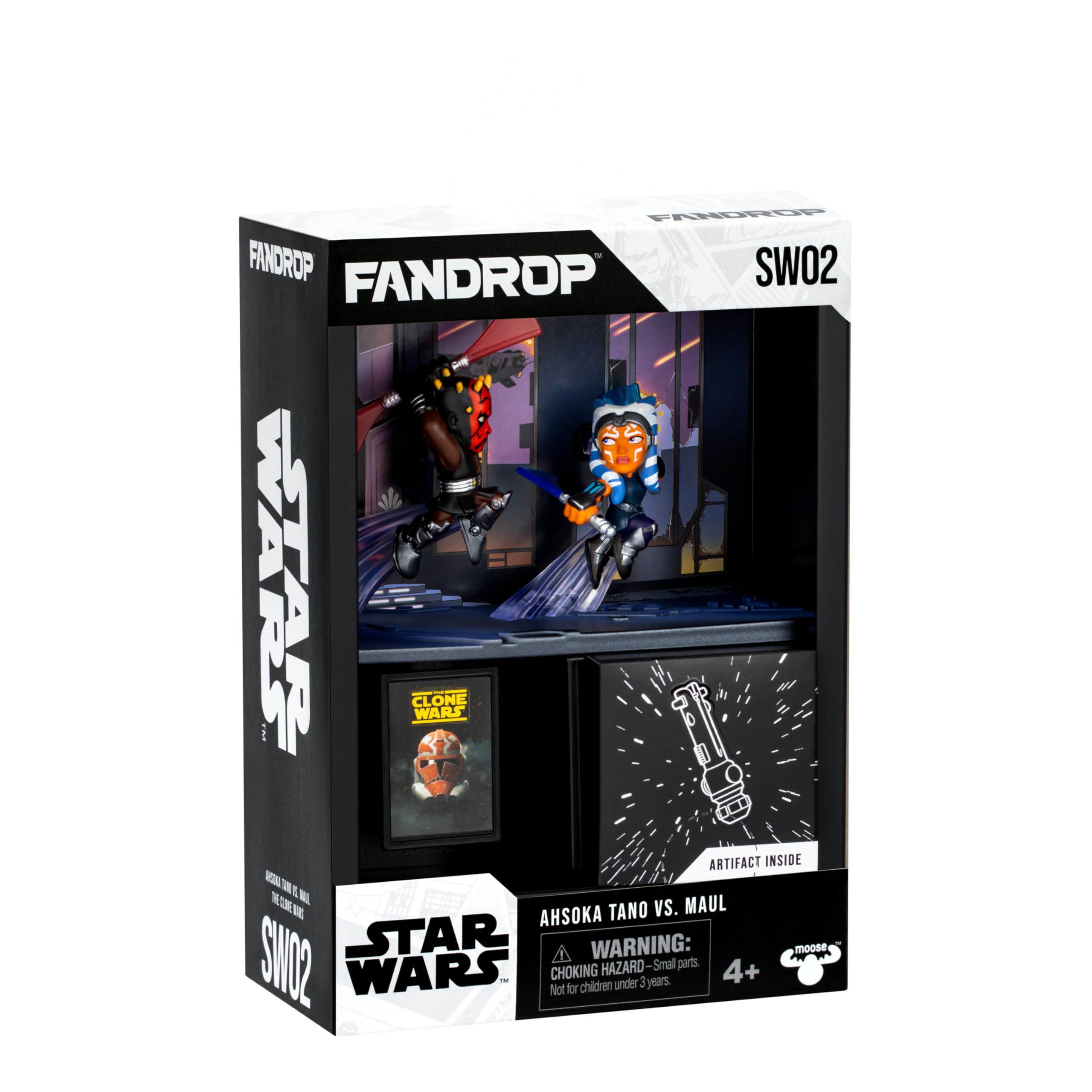 FANDROP SW02-Star Wars: The Clone Wars - Ahsoka Tano VS. Maul Combines An Epic Diorama, Artifacts & Scene Marker Creating A Display To Enhance Any Star Wars Collection, 4 To Collect