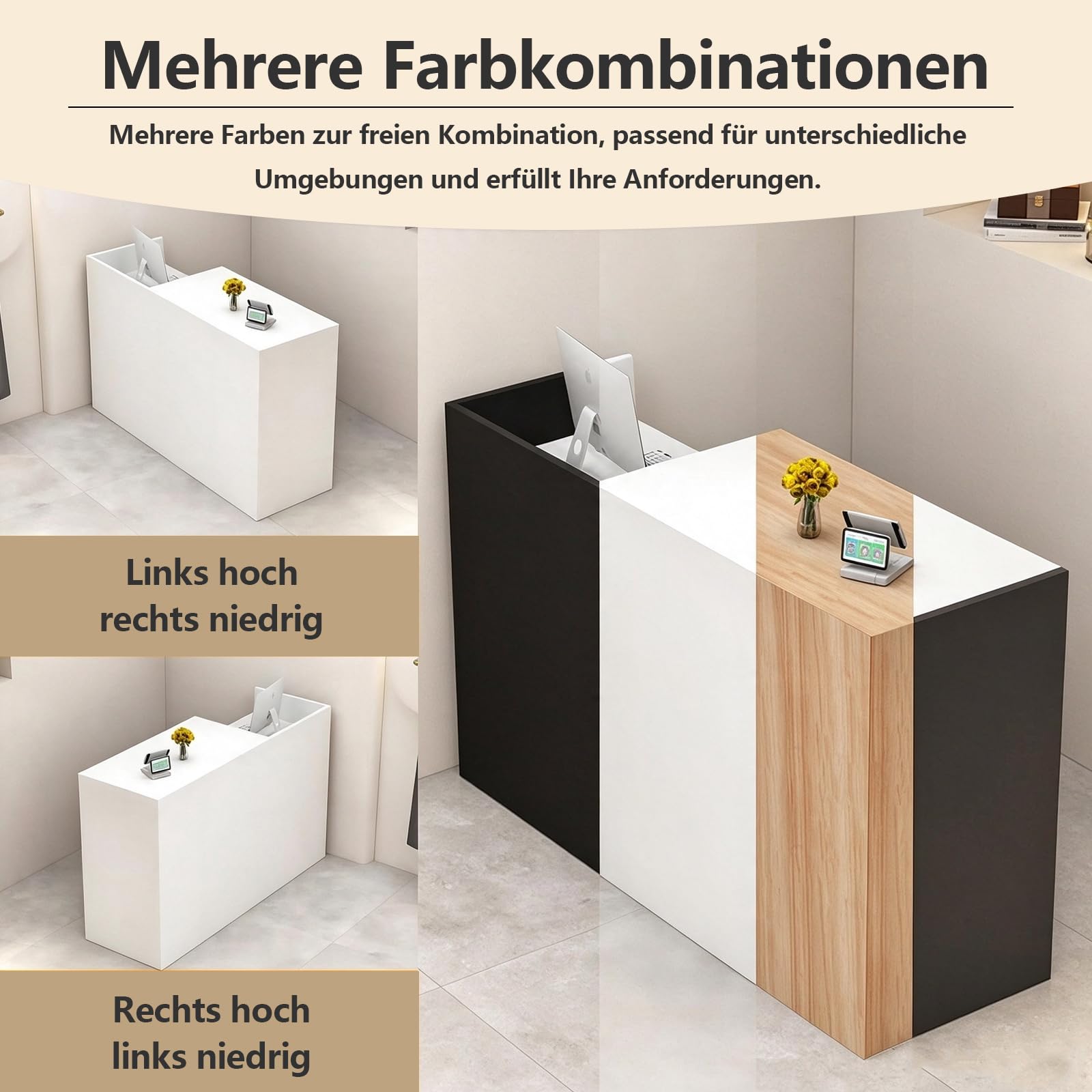 Kassentheke Verkaufstheke Empfangstresen 80 x 50 x 100 cm Sichtschutz