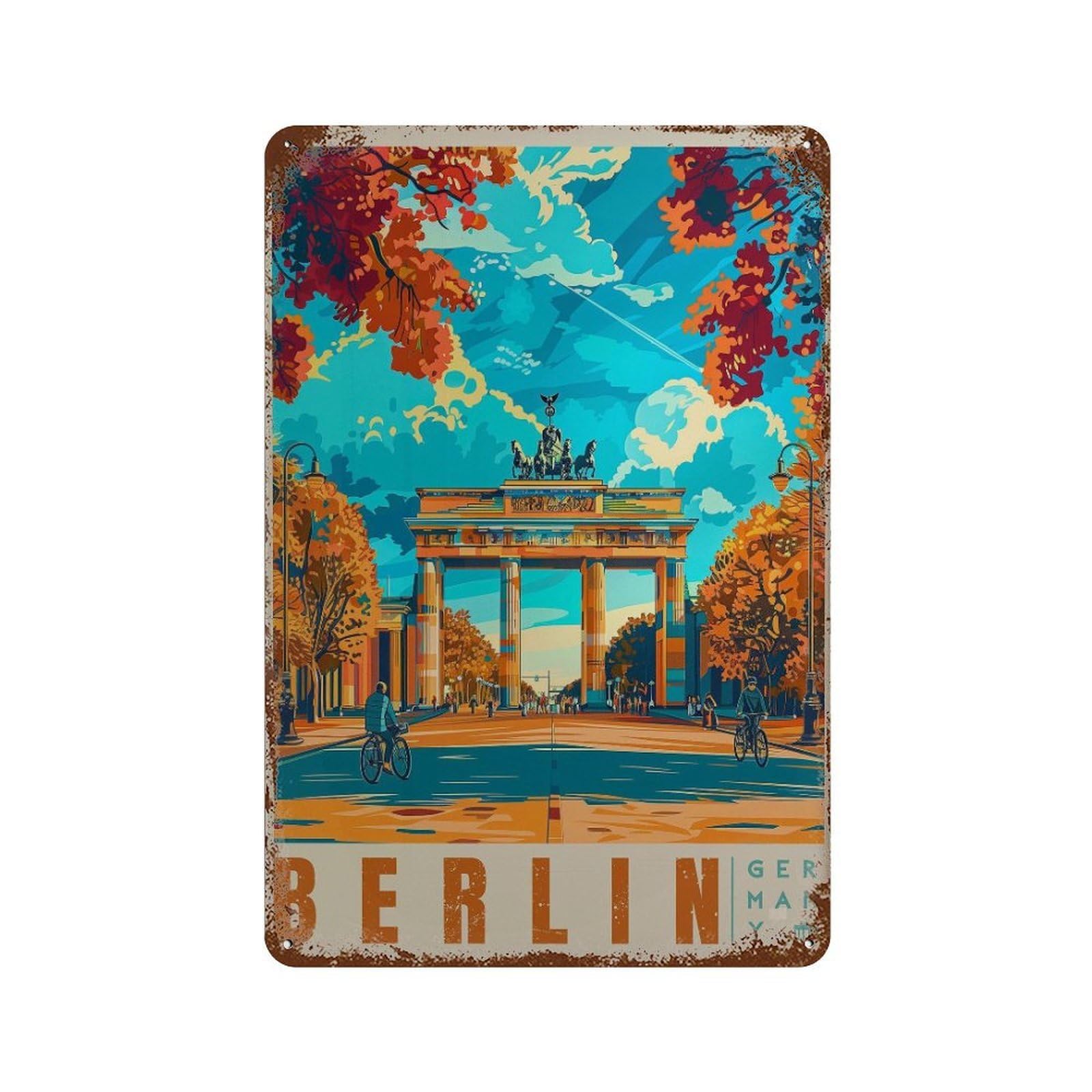 xiaoxiaoshen Berlin Travel Brandenburg Gate Germany Wall Decor Art Metal Tin Poster Modern Home Decor Art Home Bar Shop Decorations Vintage Sign 30x20cm