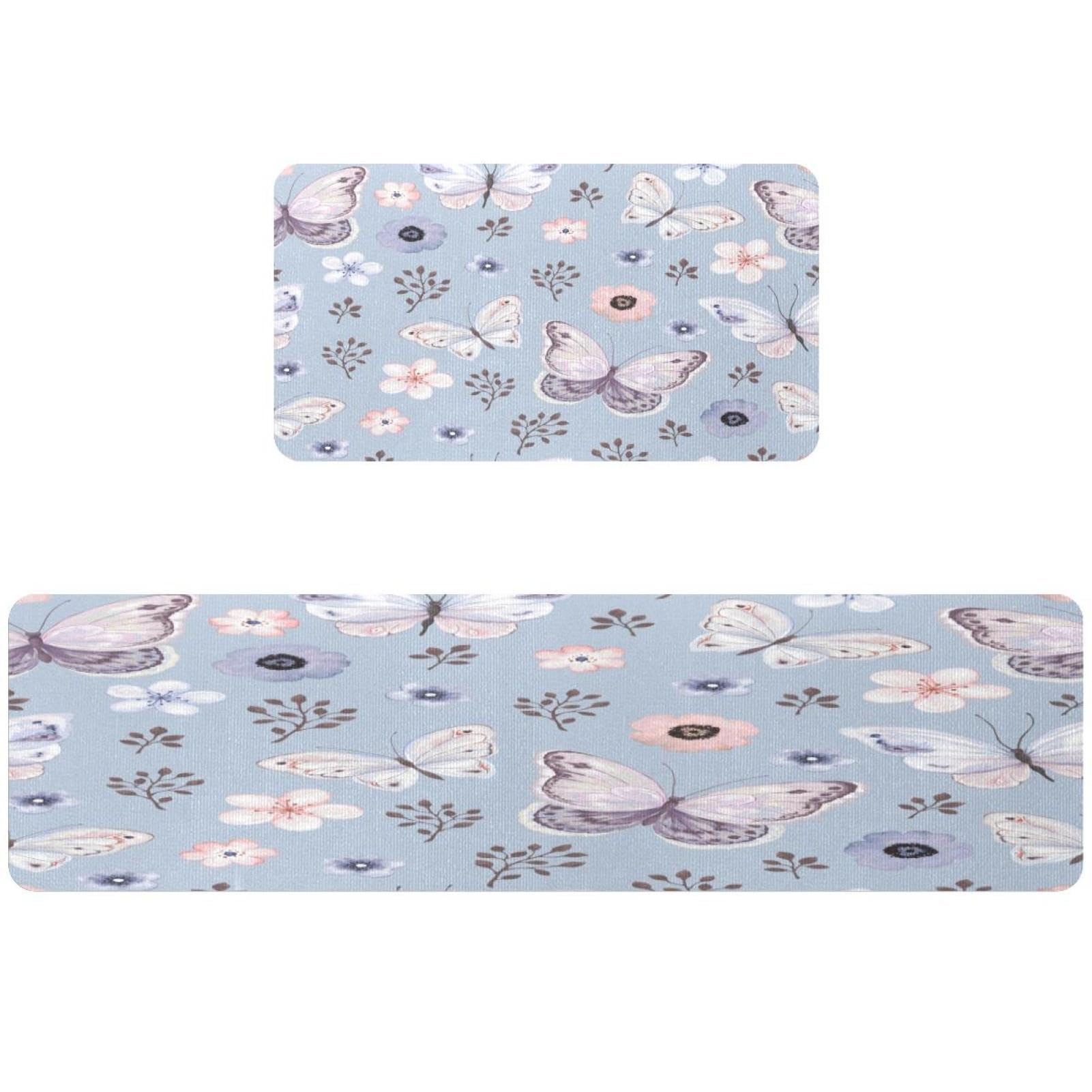 Alfombra absorbente para cocina lavable con base antideslizante de flores
