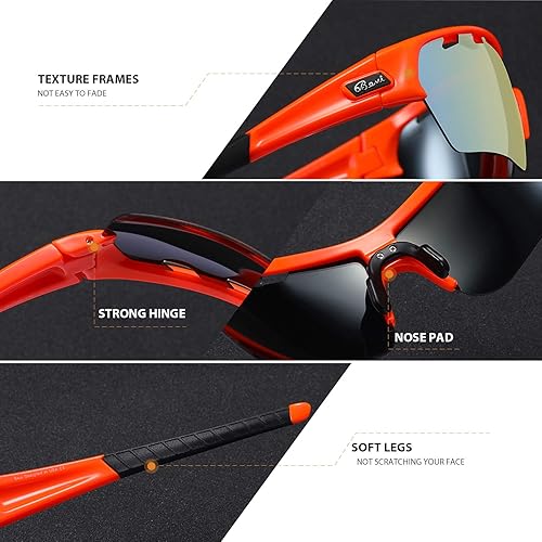 Miniatura 3 de Bevi Lentes de sol deportivos polarizados TR90, marco duradero y ultraligero para hombres y mujeres, béisbol, correr, ciclismo, golf