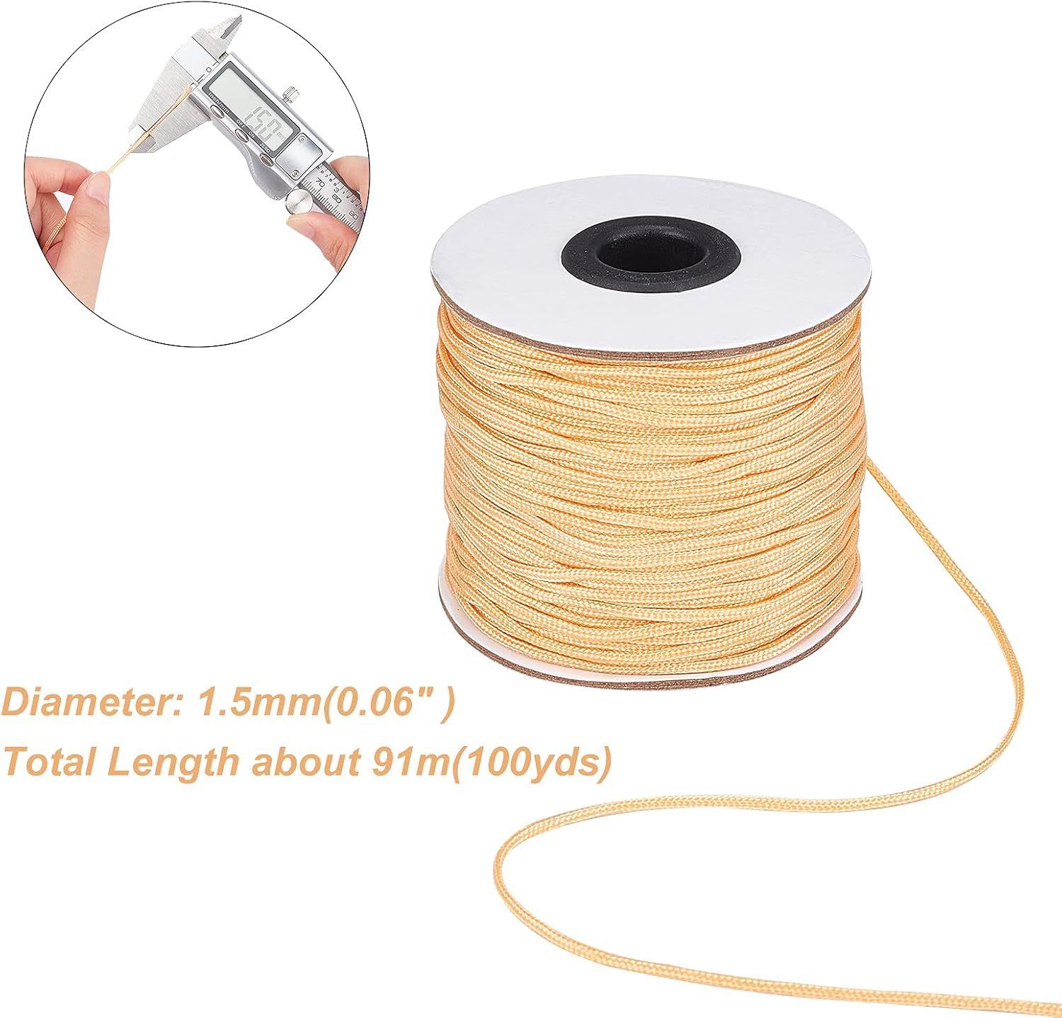 PH PandaHall 1.5mm 100 Yards Nylon Thread Blinds String Beading Cord Bracelet String Braided Lift Shade Cord Kumihimo Macrame Thread Cord for Rollers Windows Roman Shade Repair Friendship Bracelet