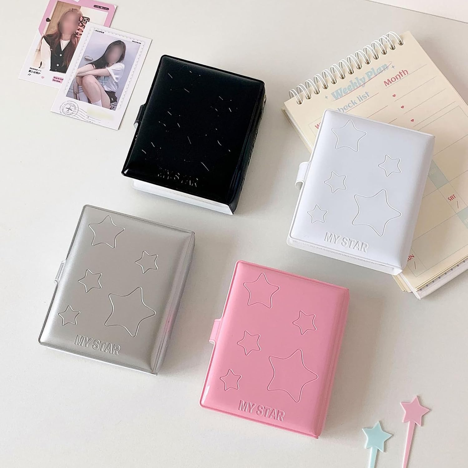 Small Kpop Photocard Binder Album 2x3 Inch Mini Photo Card Holder Collector for Mini Camera Film Photos, 40 Pockets (Black)