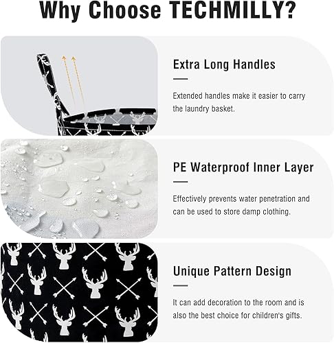Miniatura 6 de Cesta de almacenamiento grande para niñas y niños, cesta de lavandería plegable con asas largas, contenedores de juguetes para guardería, decoración