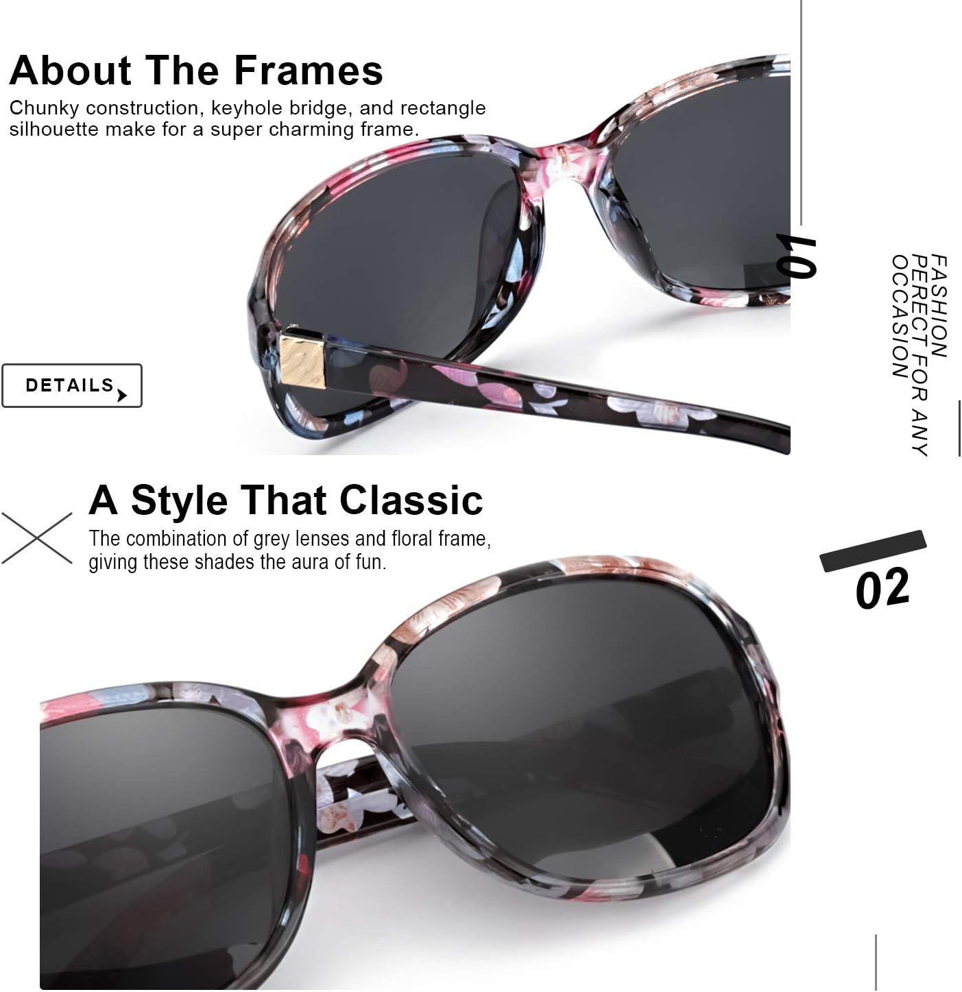 SIPHEW Polarized Sunglasses for Women | Vintage Square Sunglasses w UV400 Protection | Womens Wraparound Shade - Image 5