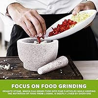 Vista 6 de Juego de Mortero y Pilón, de Granito Sin Pulir, Capacidad de 5 Tazas, 8 Pulgadas, para Moler Especias y Semillas, para Moler, Triturar y Machacar