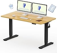 Vista 1 de Flexispot - Escritorio eléctrico de pie, soporte para computadora para oficina en casa, mesa de trabajo de altura ajustable Arce