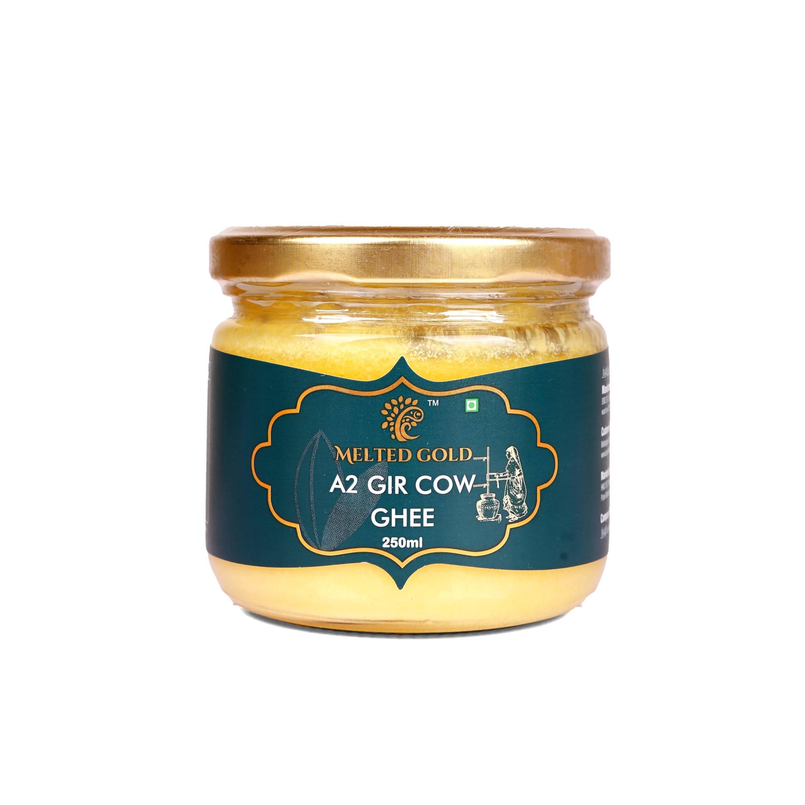 Melted Gold A2 Gir Cow Ghee 250ml | 100% Pure Natural | Bilona Method | Curd Churned | Free Grazed Gir Cow| Single Origin | Grass-Fed, Rich Aroma & Nutrition | No Preservatives (250ml)