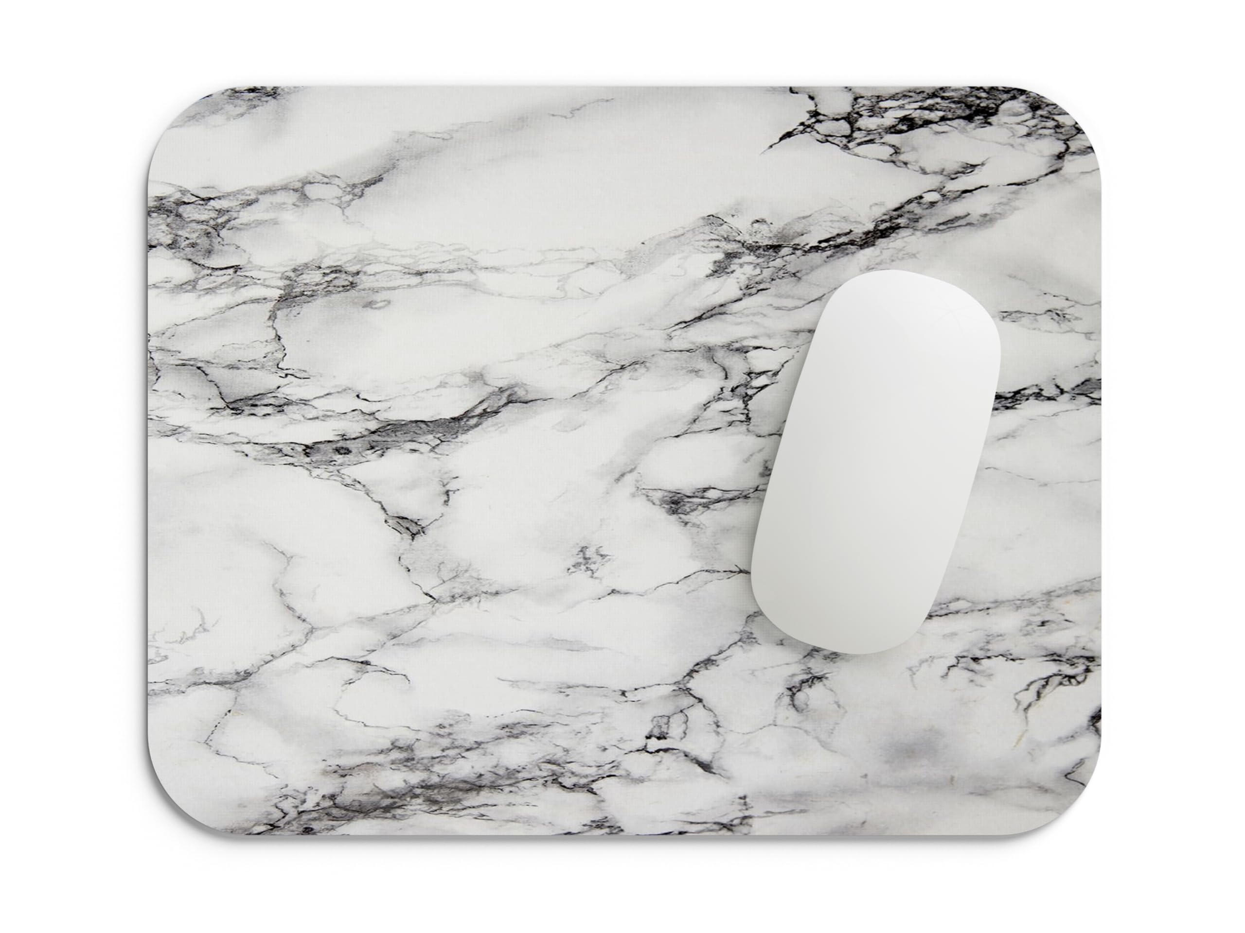 White Marble Printed Matt Finished Anti-Skid Non-Slip Rubber Base Mouse Pad for Laptop/Computer (230X190X3mm Rectangle)-image-7