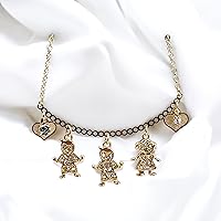 Vista 13 de SIFRIMANIA Personalized Children's Charm Choker Necklace, Boys or Girls Customizable Pendants, Growing Family Jewelry for Women