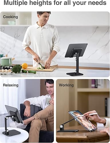 Miniatura 6 de elitehood Soporte de metal para iPad para escritorio, soporte ajustable para iPad Pro compatible con tabletas y teléfonos celulares de 4 a 13