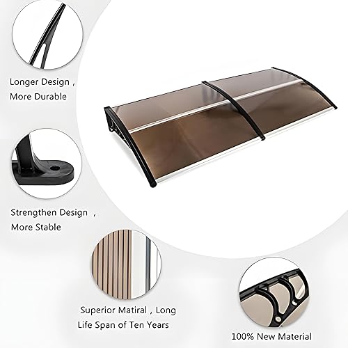 Miniatura 3 de Toldo de puerta de entrada de policarbonato para puerta de entrada de 80 x 40 pulgadas, toldo para puerta de entrada al aire libre, toldo para