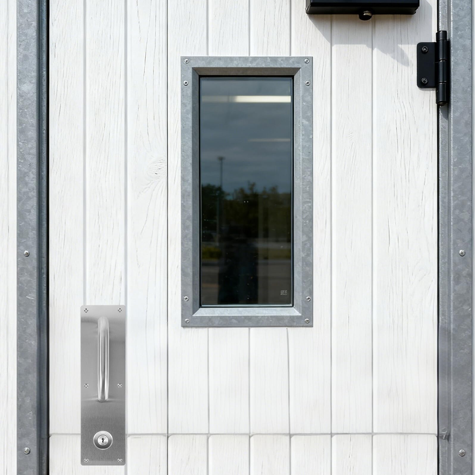 Poignée de Porte 2pcs en Acier Inoxydable avec Trou de Serrure Coupe-feu