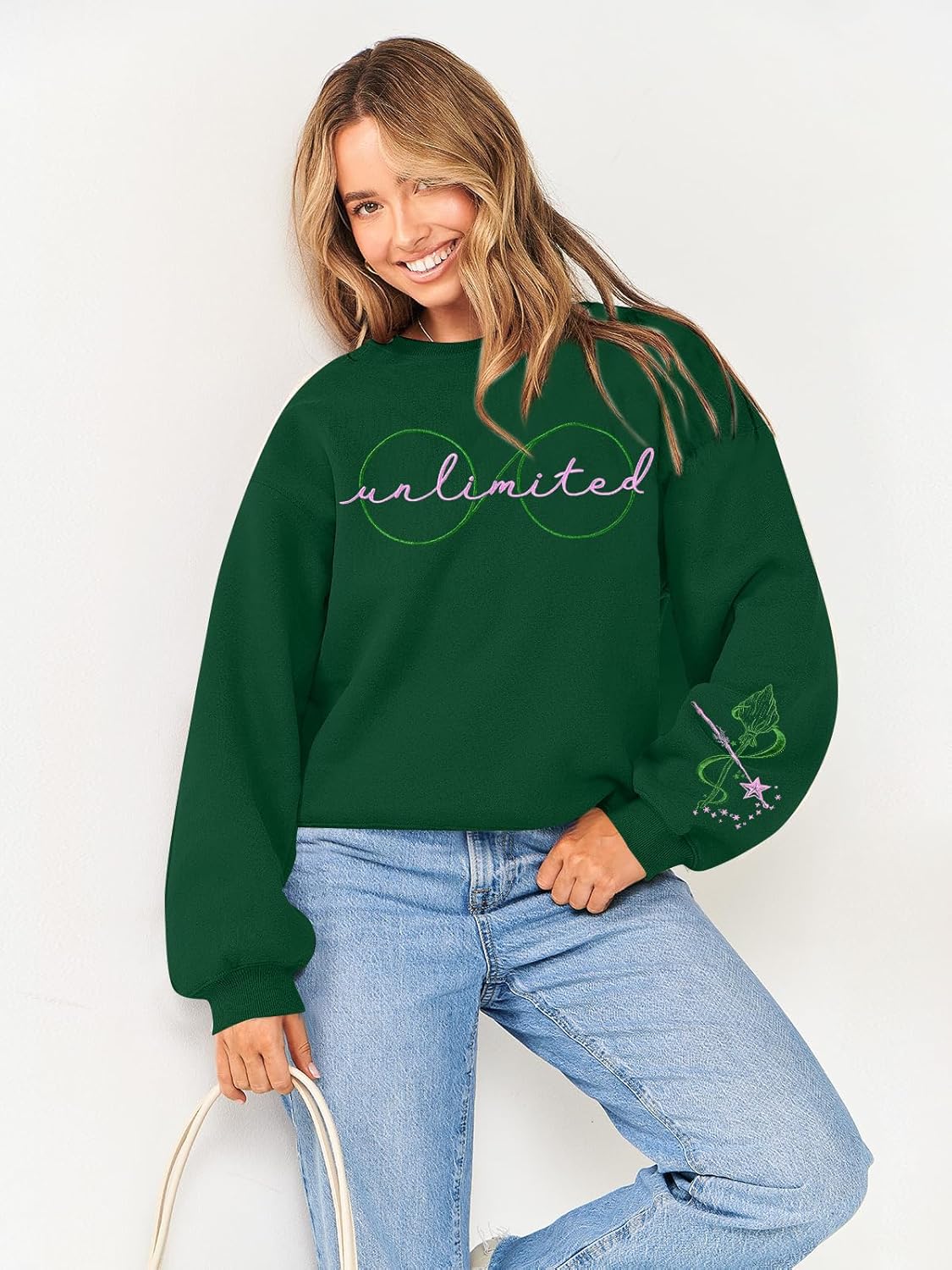 Pink Goes Good With Green Embroidery Sweatshirts Woman Musical Movie Shirts Casual Long Sleeve Pullover Tops - Image 4